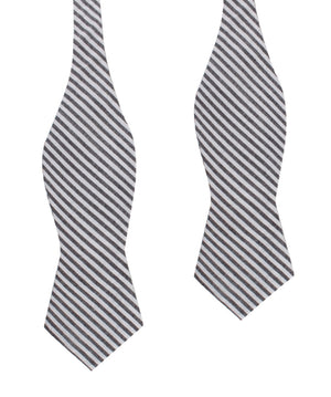 Black & White Chalk Stripe Cotton Self Tie Diamond Bow Tie