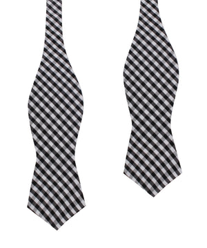 Black & White Gingham Cotton Self Tie Diamond Bow Tie