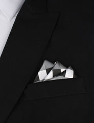 Black White Grey Checkered - Oxygen Three Point Pocket Square Fold