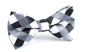 Black White Grey Checkered - Bow Tie