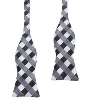 Black White Grey Checkered - Bow Tie (Untied)