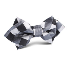 Black White Grey Checkered Diamond Bow Tie