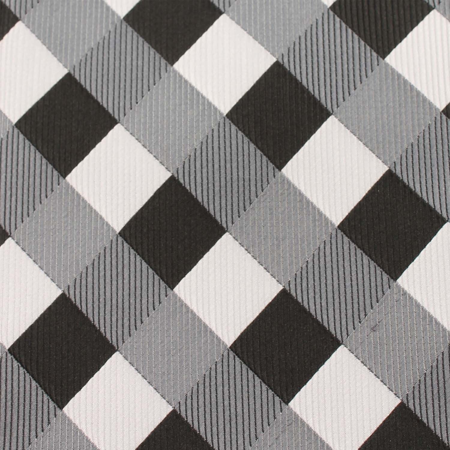 Black White Grey Checkered Fabric Self Tie Bow Tie X033