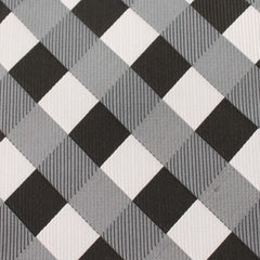 Black White Grey Checkered Fabric Skinny Tie X033
