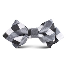 Black White Grey Checkered Kids Diamond Bow Tie