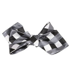 Black White Grey Checkered Self Tie Diamond Tip Bow Tie 1