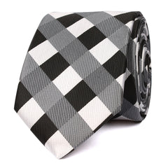 Black White Grey Checkered Skinny Tie OTAA roll