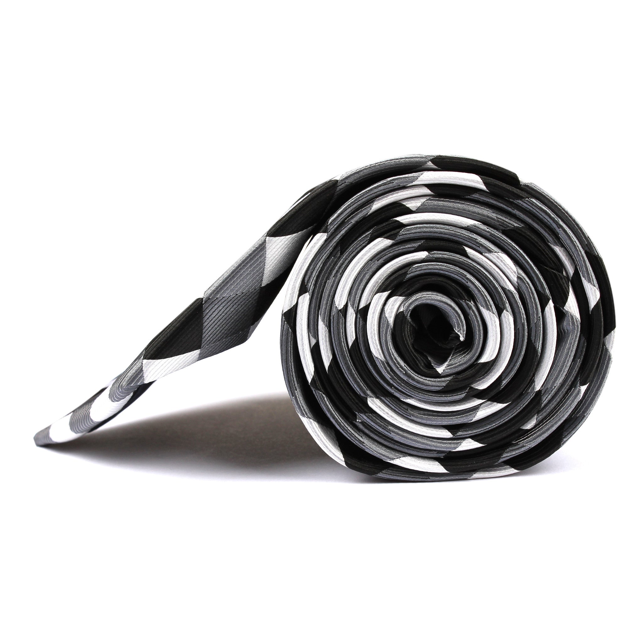 Black White Grey Checkered Tie Side View