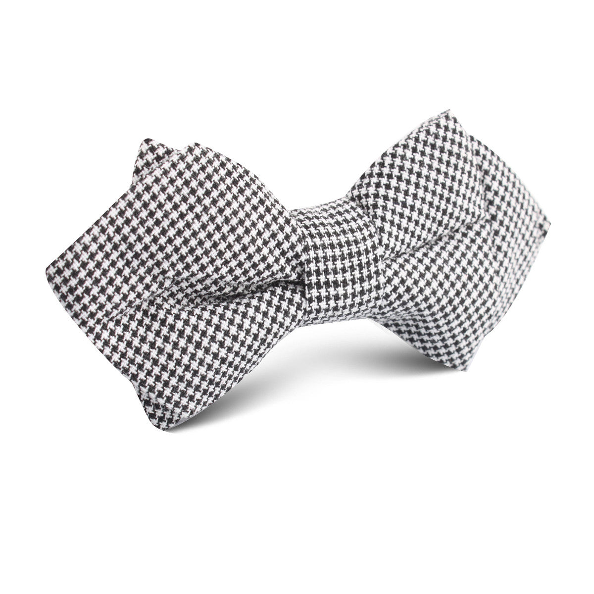 Black & White Houndstooth Cotton Diamond Bow Tie