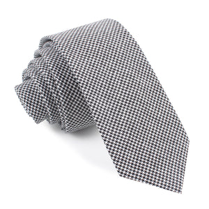 Black & White Houndstooth Cotton Skinny Tie