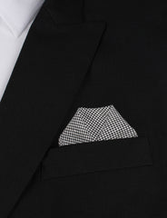 Black & White Houndstooth Cotton Winged Puff Pocket Square Fold