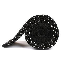 Black & White Pattern Knitted Tie Side Roll