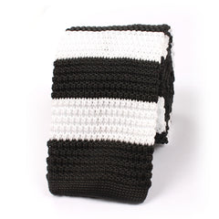 Black & White Thick Stripes Knitted Tie