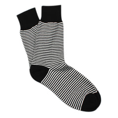 Black & White Thin Pinstripes Cotton-Blend Stylish Mens OTAA Socks