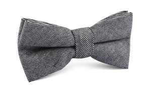 Black & White Twill Stripe Linen Bow Tie