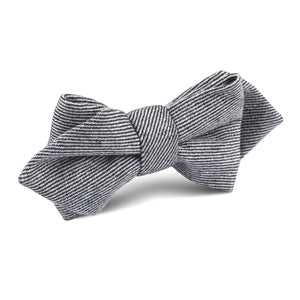 Black & White Twill Stripe Linen Diamond Bow Tie