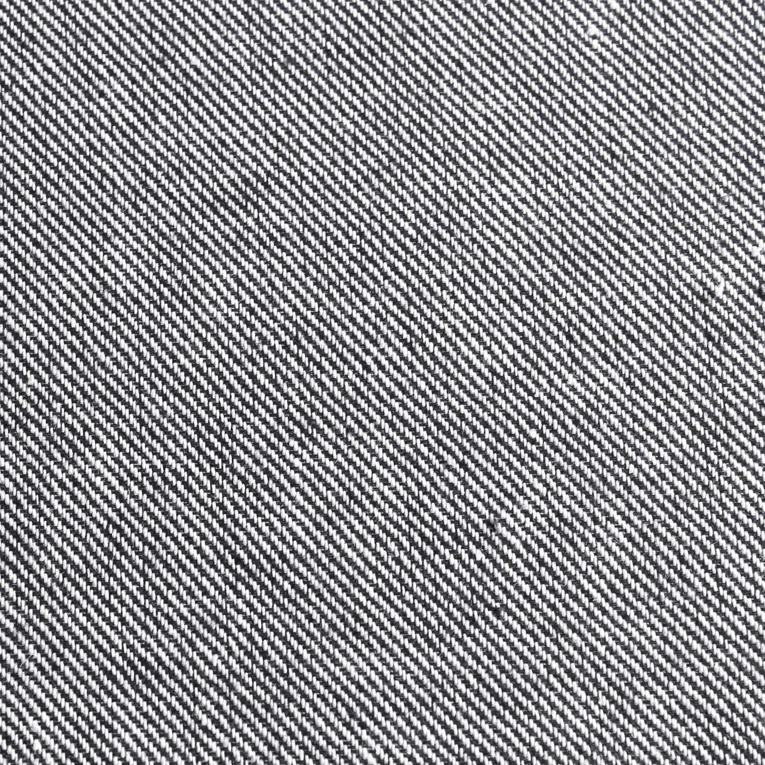 Black & White Twill Stripe Linen Fabric Necktie L190