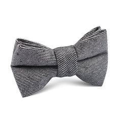Black & White Twill Stripe Linen Kids Bow Tie