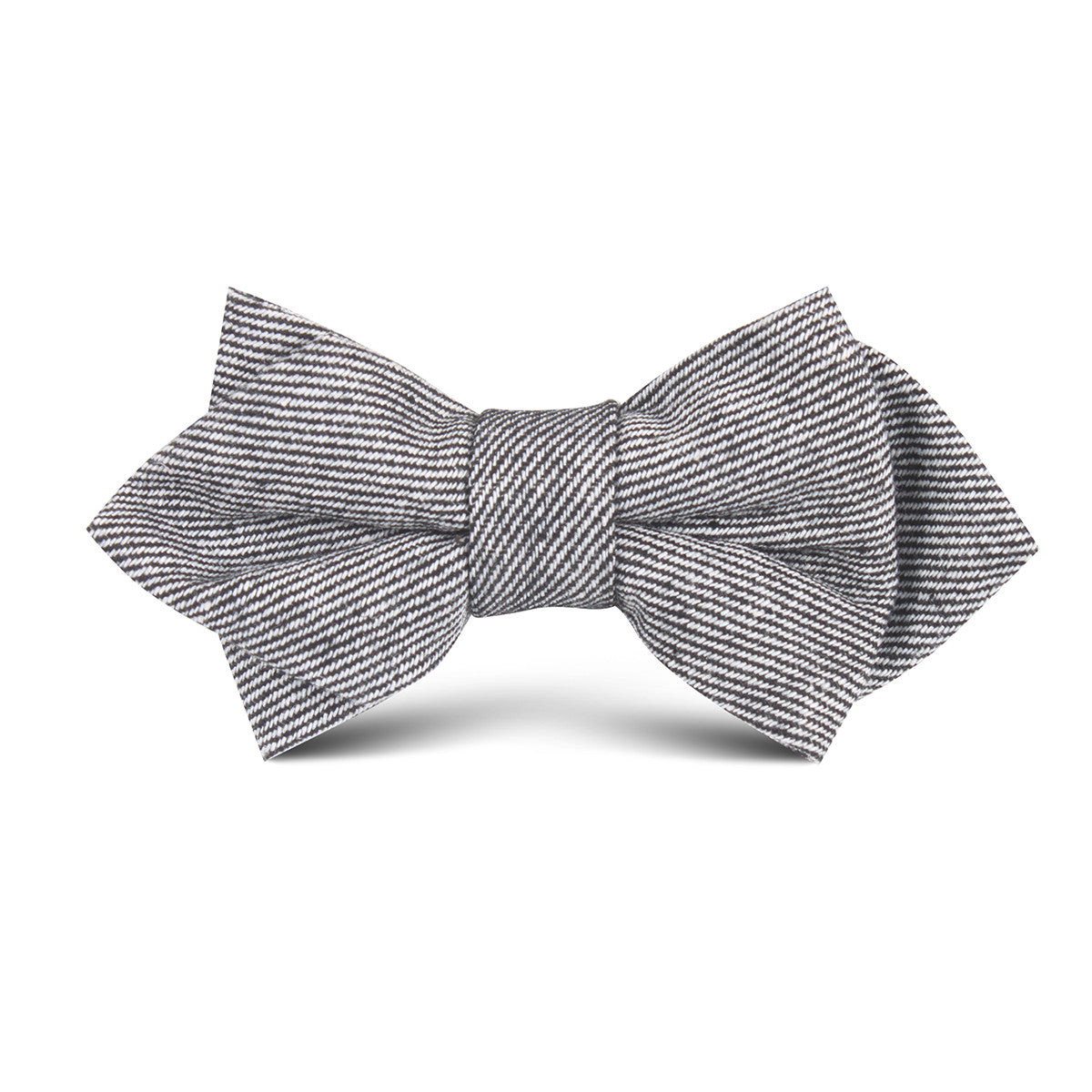 Black & White Twill Stripe Linen Kids Diamond Bow Tie