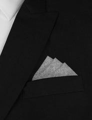 Black & White Twill Stripe Linen Oxygen Three Point Pocket Square Fold