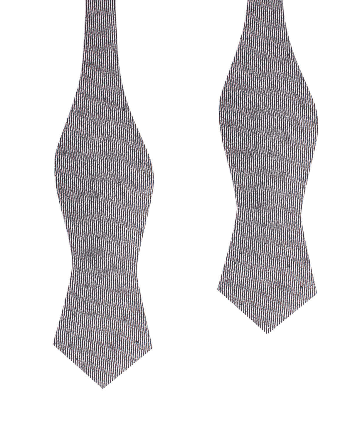 Black & White Twill Stripe Linen Self Tie Diamond Tip Bow Tie