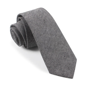 Black & White Twill Stripe Linen Skinny Tie