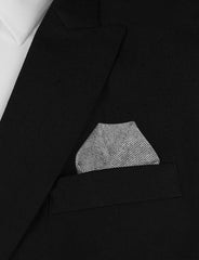 Black & White Twill Stripe Linen Winged Puff Pocket Square Fold