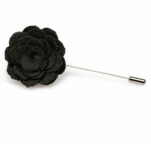 Black Wool Flower Lapel Pin