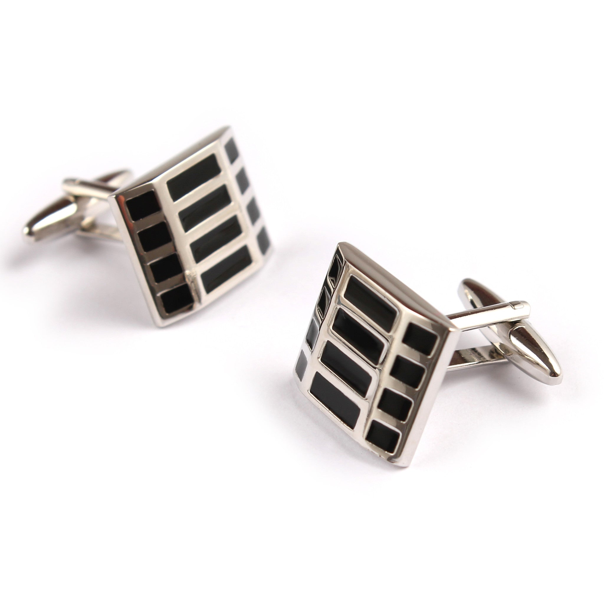 Black and Silver Rectangle Cufflinks