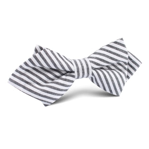 Black and White Chalk Stripe Cotton Diamond Bow Tie