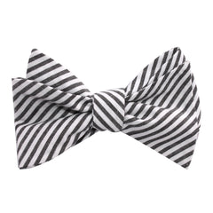 Black and White Chalk Stripes Cotton Self Tie Bow Tie 1