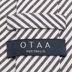 Black and White Chalk Stripes Cotton Skinny Tie OTAA Australia
