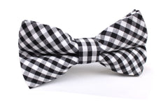 Black and White Gingham Cotton Bow Tie