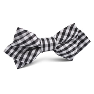 Black and White Gingham Cotton Diamond Bow Tie