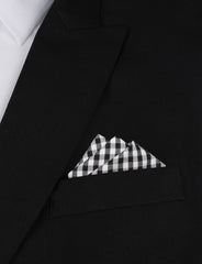 Black and White Gingham Cotton Oxygen Three Point Pocket Square Fold