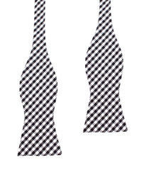 Black and White Gingham Cotton Self Tie Bow Tie