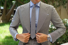 Black and White Gingham Cotton Skinny Tie