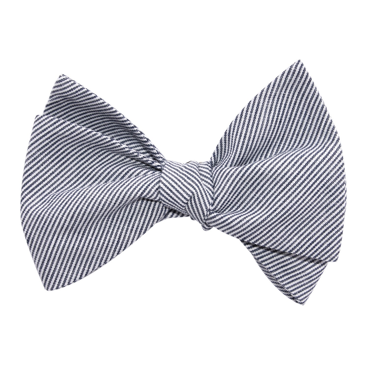 Black and White Pinstripe Cotton Self Tie Bow Tie 2