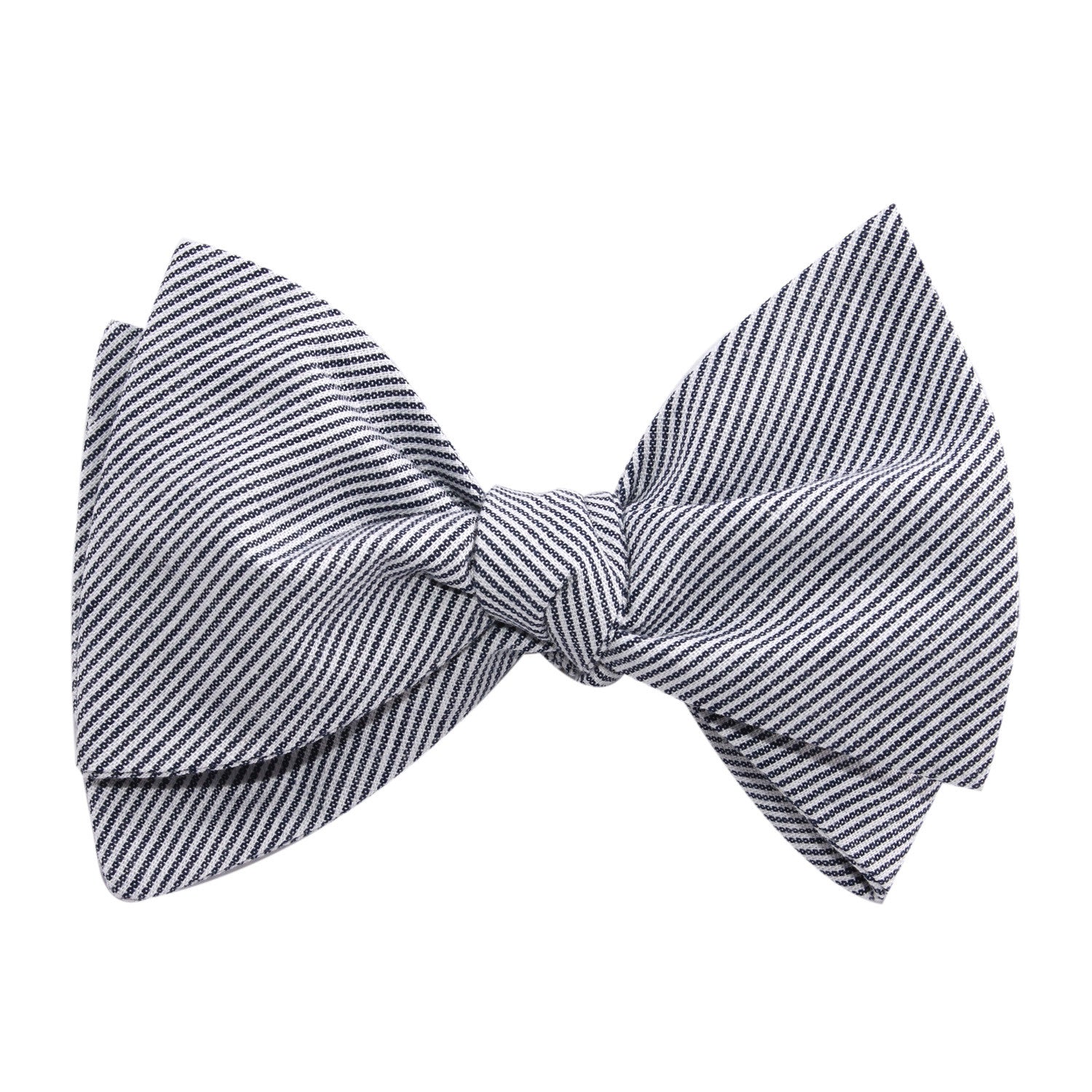 Black and White Pinstripe Cotton Self Tie Bow Tie 3