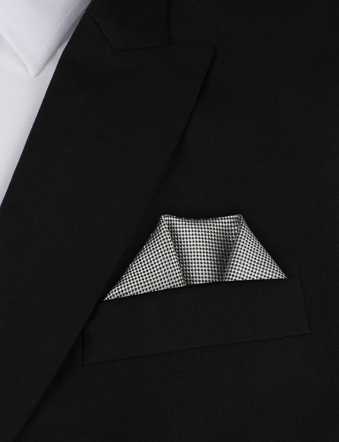 Black and White Small Dots Winged Puff Pocket Square Fold