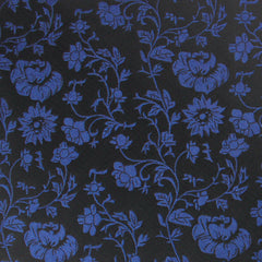 Black on Navy Blue Vine Floral Fabric Swatch