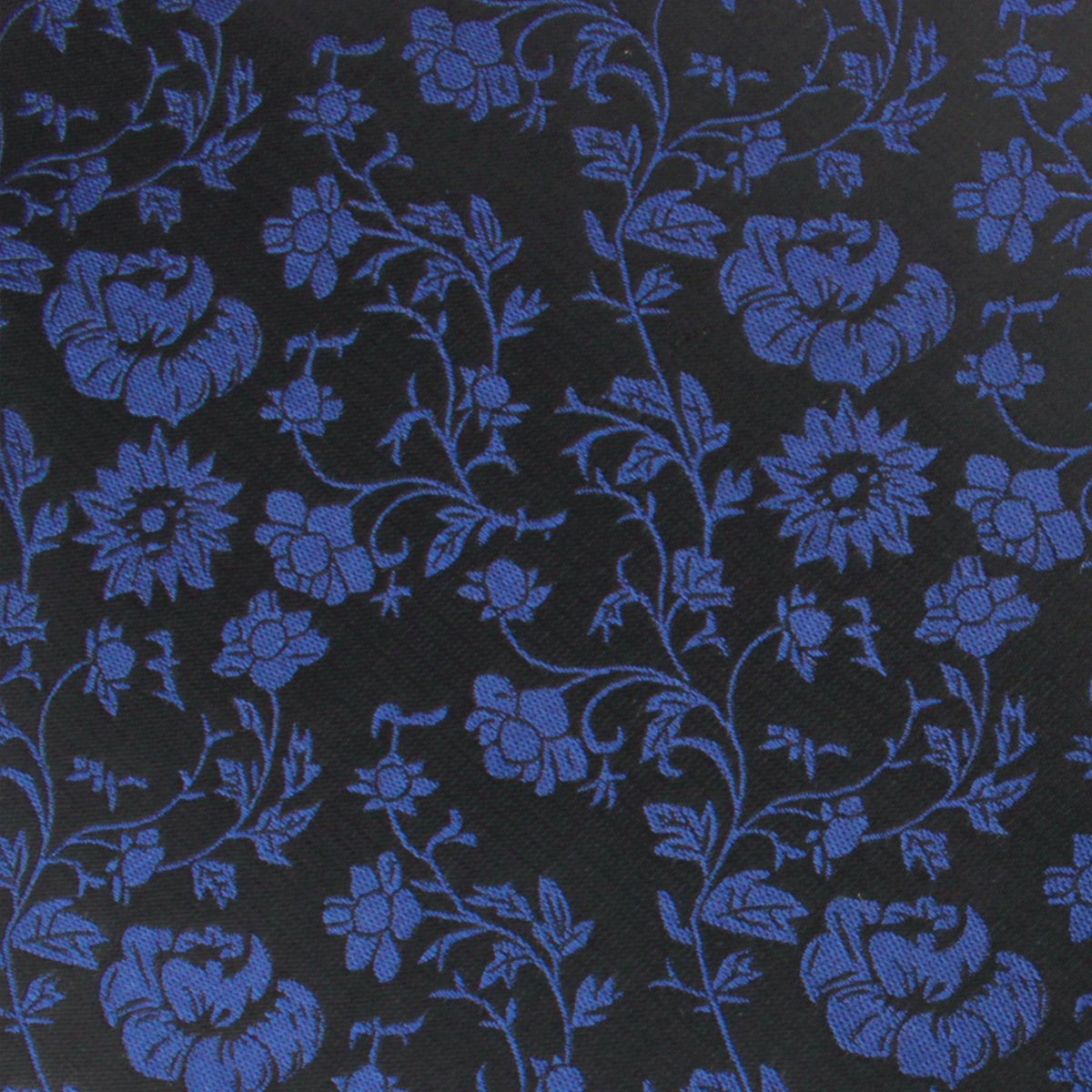 Black on Navy Blue Vine Floral Skinny Tie Fabric
