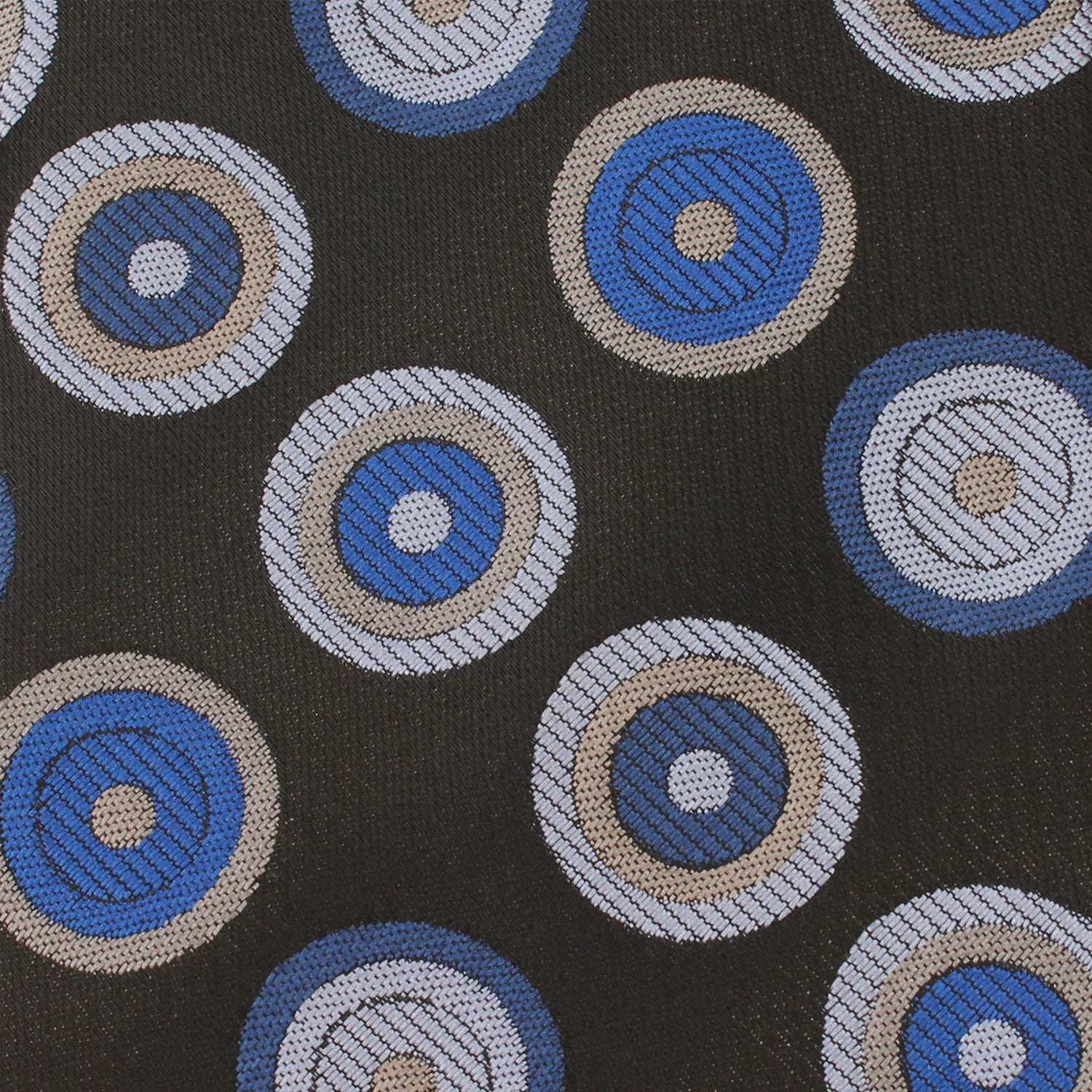 Black with Blue Circle Fabric Pocket Square X225