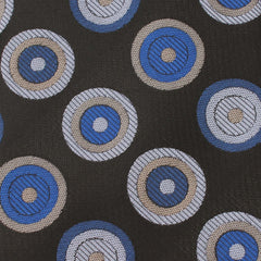 Black with Blue Circle Fabric Skinny Tie X225