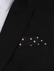 Black with Brown Polka Dots Oxygen Three Point Pocket Square Fold