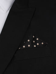 Black with Brown Polka Dots Winged Puff Pocket Square Fold