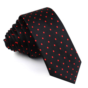 Black with Red Polka Dots Skinny Tie