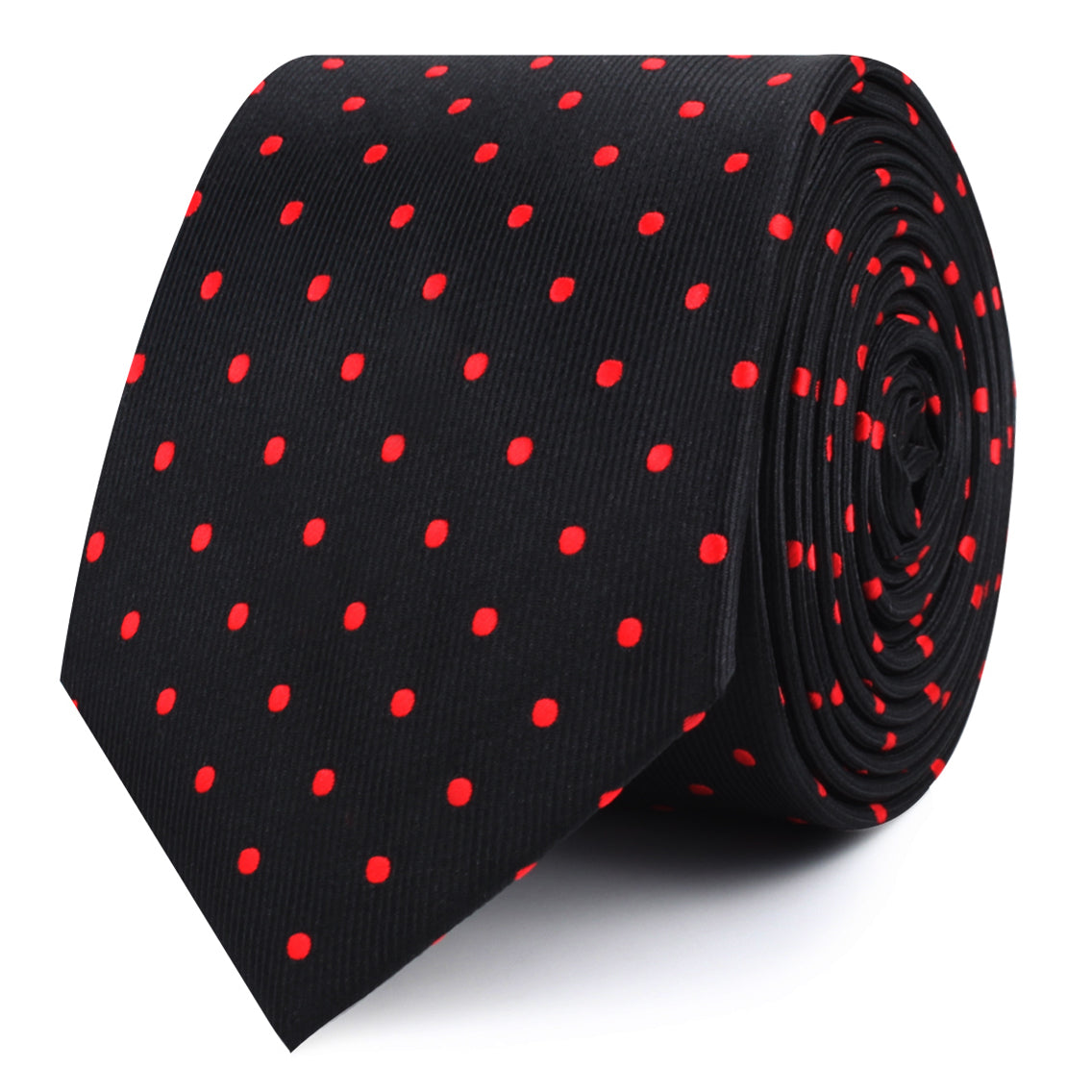Black with Red Polka Dots Skinny Ties