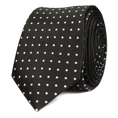 Black with Small White Polka Dots - Skinny Tie OTAA roll