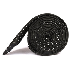 Black with Small White Polka Dots - Skinny Tie Side Roll